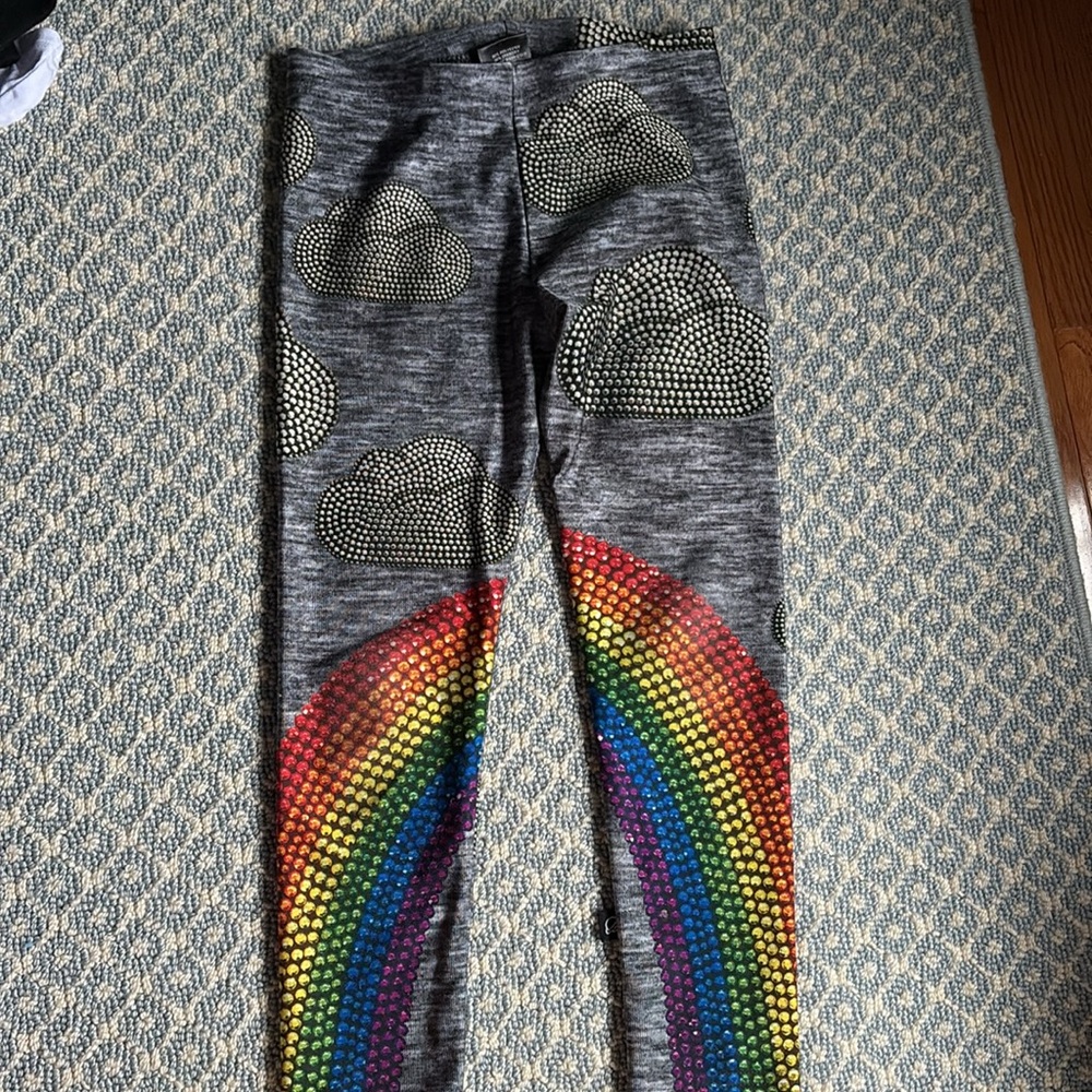 Girls Terez rainbow and similar splatter print leggings (set of 2)